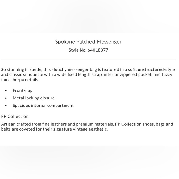 NWOT Free People Spokane Patched Messenger Bag Suede Sherpa New $138 retail - Picture 6 of 8